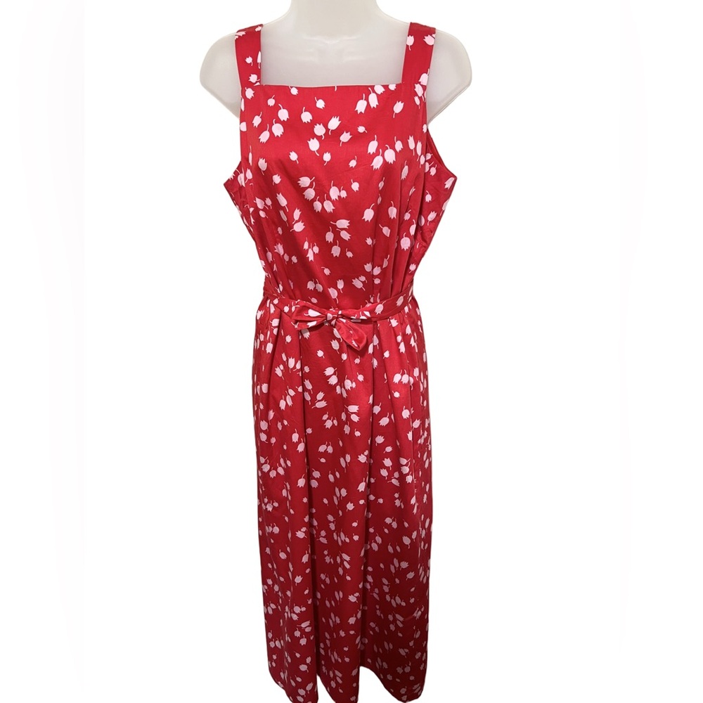 90’s Liz Claiborne 10 Tulip Belted Dress Cottage  Dainty Romantic Cotton Modest